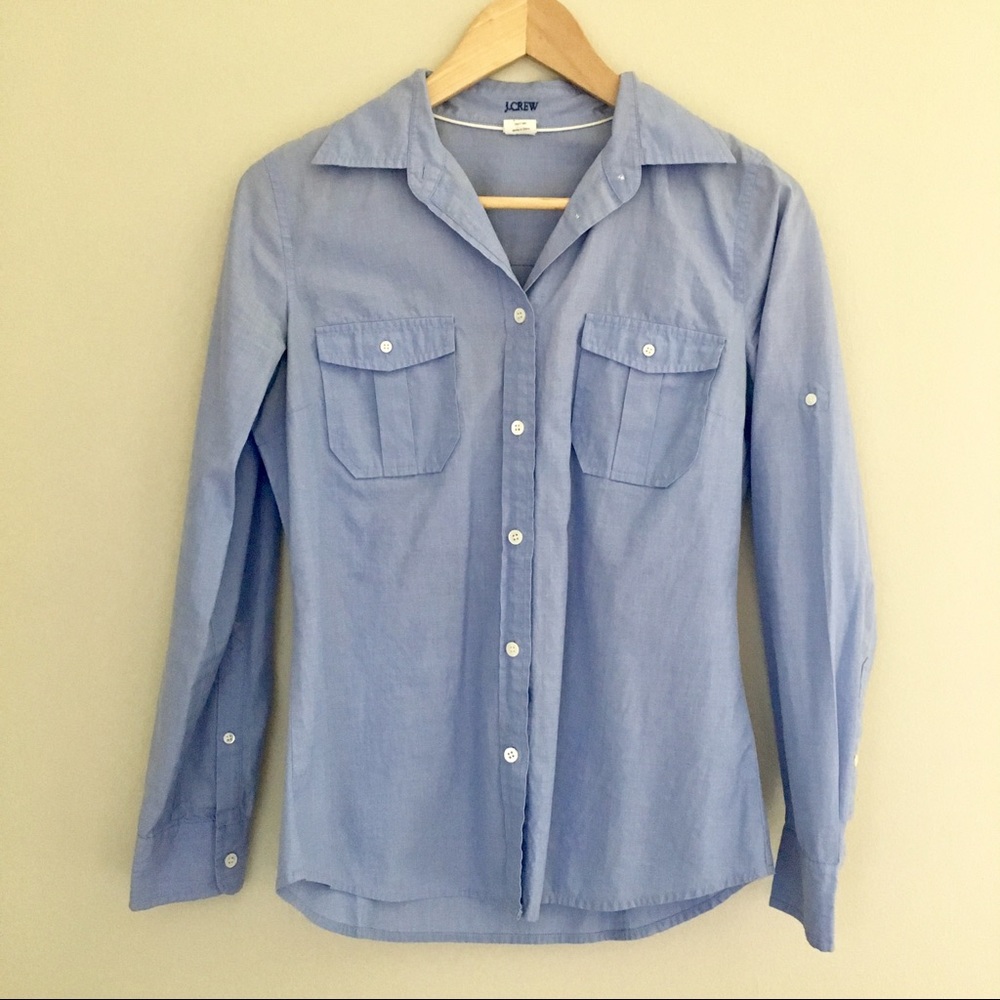 J.Crew Button Up Pocket Long Sleeve Shirt Blue